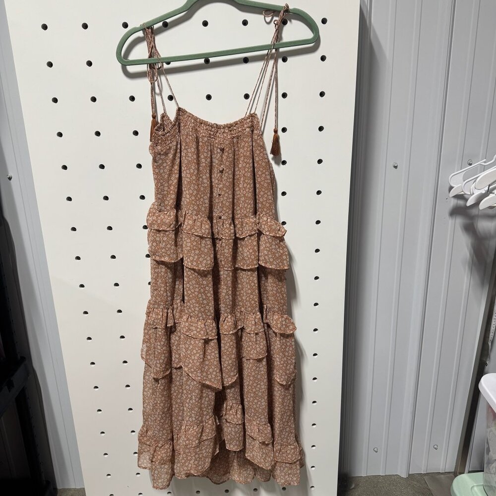 NWT Storia Orange and White Ruffle Dress